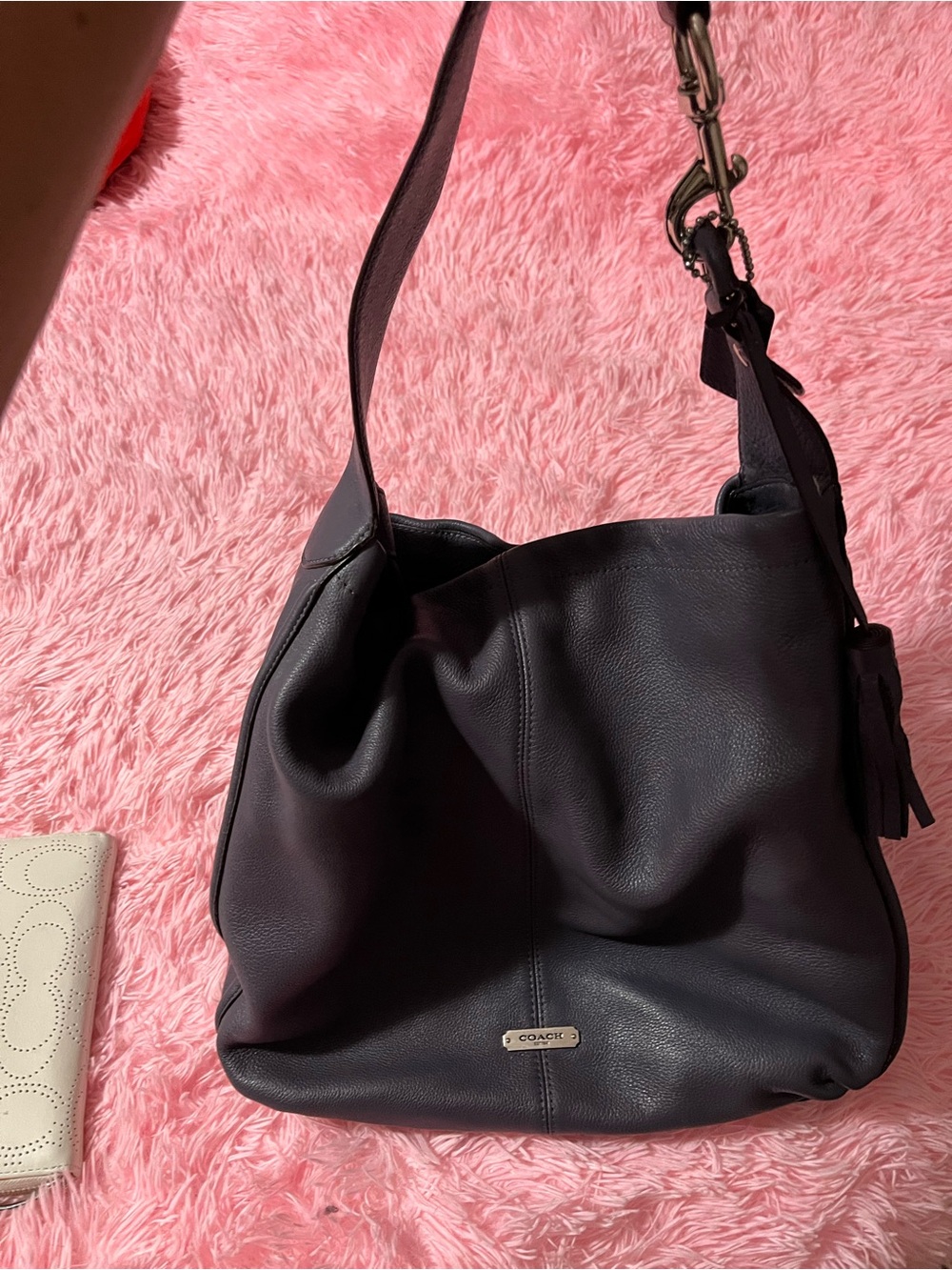 Coach purple Pebbled Leather Shoulder Bag